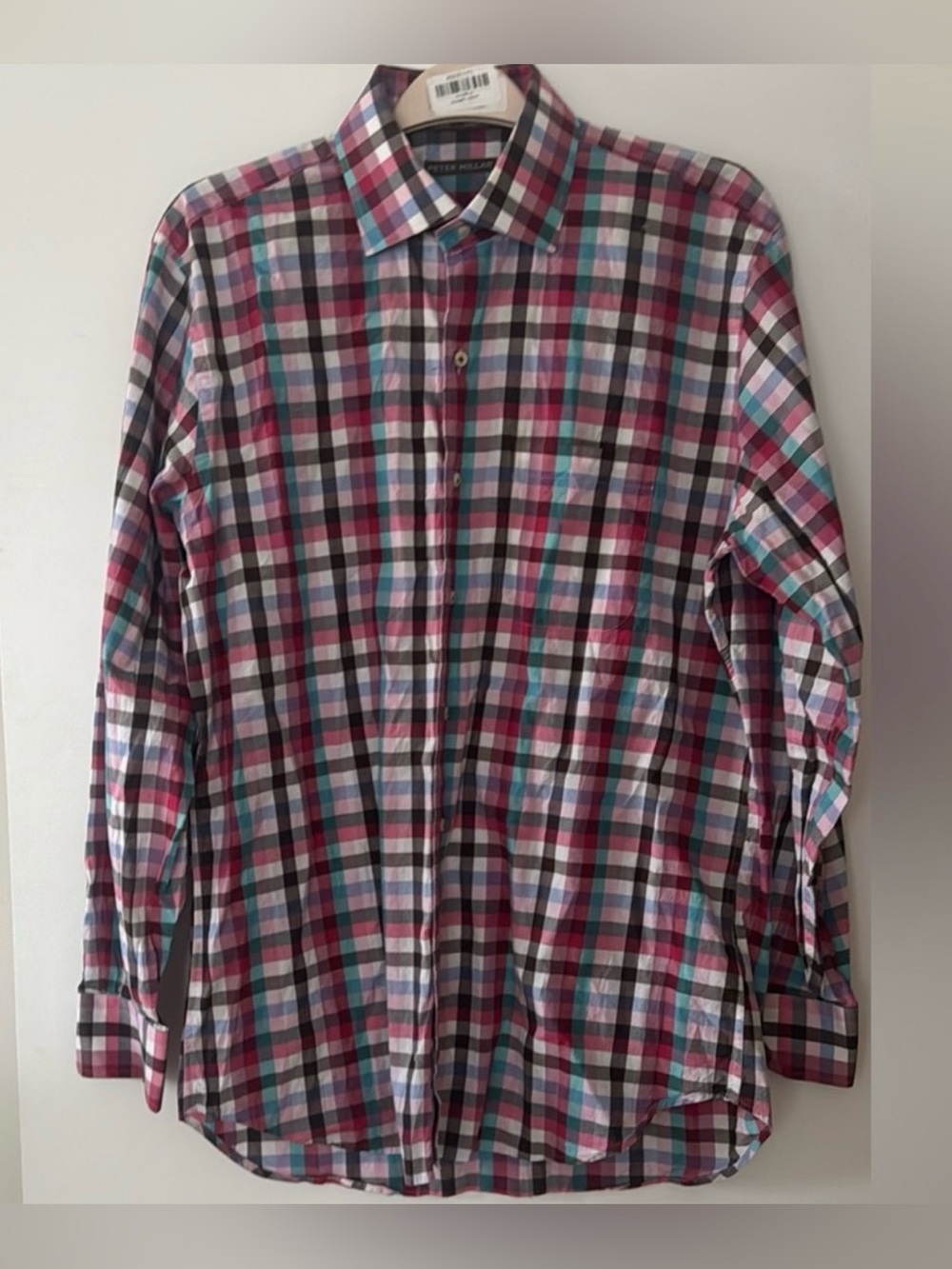 Peter Millar Men’s Large Plaid Button Down Shirt Multicolor Pink Blue Brown